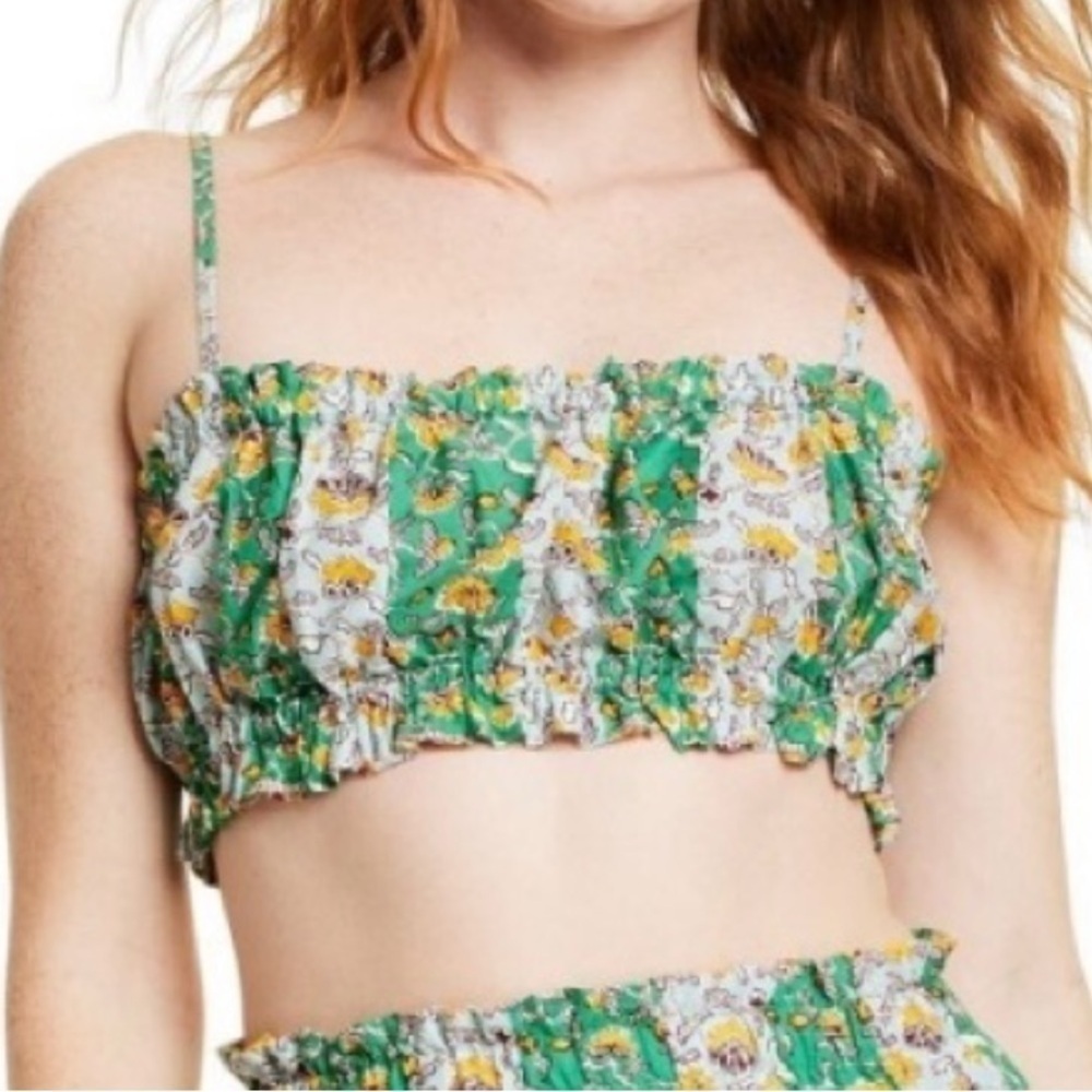 RHODE x Target Collab Green Stripe Floral Crop Top Large festival